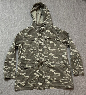 Universal Thread Womens Camo Jacket Green Camouflage Hooded Coat - Size XXL